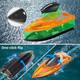 RC Boat for Kids 8-12,  Fast Remote Control Boat with LED Lights, 2.4G RC Electric Boats Pool and Lakes Toys for Adults (Transparent Orange) product