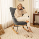 Linen Nursery Rocking Chair with High Backrest and Padded Armrests product