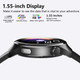 Smartwatch 1.55 Inch Screen with SOS Call Fall Detection and ECG Body Monitoring Sports Activity Tracker Black leather strap product