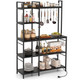 5-Tier Bakers' Rack with Power Outlets and 10 S-Shaped Hooks product