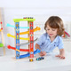 3D Wooden Zig-Zag Racetrack Sliding Tower with 6 Toy Cars product