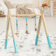 Goplus Foldable Wooden Baby Gym with 3 Wooden Teething Toys Hanging Bar Gra product