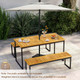 55-Inch Acacia Wood Dining Table with Slatted Tabletop & Umbrella Hole product