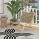 Modern Armless Teakwood Lounge Chair with Nylon Woven Backrest & Seat product