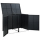 Double Wheelie Bin Shed Poly Rattan Black 58.3"x31.5"x43.7" product