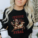 Women's 'Festive but Feral' Graphic Sweater with Racoon and Reindeer product