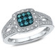 1/10 Carat (ctw I2-I3) Blue and White Diamond Cocktail Ring in Sterling Silver product