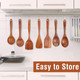 9 Piece Natural Teak Wooden Kitchen Utensil Set with Spoon Rest - Comfort Grip Cooking Spoons and Utensils Holder product