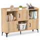 Sideboard Storage Cabinet Bookcase with 3 Doors and Open Compartments product
