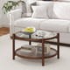 31" Wooden Round Coffee Table with Tempered Glass Top  product
