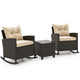 3-Piece Patio Rattan Rocking Chair Set with Tempered Glass Table & Soft Cushions product