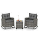 3-Piece Patio Rattan Rocking Chair Set with Tempered Glass Table & Soft Cushions product