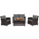 4-Piece Patio Rattan Furniture Set with 2-Tier Coffee Table product