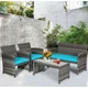 4-Piece Gray Rattan Patio Furniture Set product