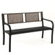 50" Outdoor Metal Park Bench with Rattan-Like Backrest & Curved Armrests product