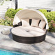 Round Patio Daybed with Retractable Canopy and Adjustable Footpads product