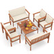 Acacia Wood Conversation Set with Seat and Back Cushions (4- or 8-Piece Set) product