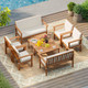 Acacia Wood Conversation Set with Seat and Back Cushions (4- or 8-Piece Set) product
