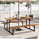 6-Person Acacia Wood Picnic Table with Umbrella Hole product