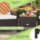  3-Piece Patio Rattan Furniture Set with Tabletop and Cushions product
