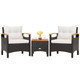  3-Piece Patio Rattan Furniture Set with Tabletop and Cushions product