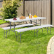 Outdoor Folding Table Set with 2 Benches product