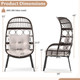 Wicker Rattan Egg Chair with Seat and Back Cushions product