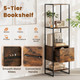 5-Tier Bookshelf with Open Shelves and Drawers product