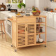 35.5" Bamboo Kitchen Island Cart with Lockable Wheels  product
