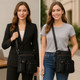 Super Soft Genuine Leather Crossbody Bag with Top Belt Accent product