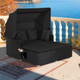 Patio Rattan Daybed Lounger with Retractable Canopy and Pop-up Side Tables product