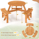 6-Person Round Picnic Table Set with Built-in Benches product