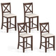 Rubber Wooden Bar Stools with Footrest (Set of 2 or 4) product