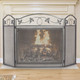 Amagabeli 3-Panel Pewter Wrought Iron Fireplace Screen with Protective Mesh product