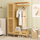 Bamboo Clothing Rack with Cabinet Hanging Rod product