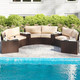 7-Piece Cushioned Patio Furniture Set with Tempered Glass Tables product
