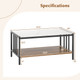 2-Tier Rectangular Coffee Table with Rock Slab Tabletop product