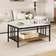 2-Tier Rectangular Coffee Table with Rock Slab Tabletop product