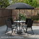 6-Piece Patio Dining Set with Umbrella and Rippled Glass Tabletop product