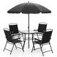 6-Piece Patio Dining Set with Umbrella and Rippled Glass Tabletop product