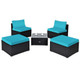 Cushioned Rattan Armless Chair/Ottoman Set with Table product