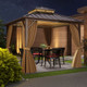 10 x 10 FT Hardtop Gazebo with Double Roof Design and Sidewalls product