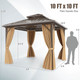 10 x 10 FT Hardtop Gazebo with Double Roof Design and Sidewalls product