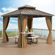 10 x 10 FT Hardtop Gazebo with Double Roof Design and Sidewalls product