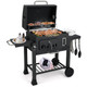 24-Inch Outdoor Barrel Charcoal Grill with 2 Folding Side Tables product