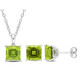 7.20 Carat (ctw) Square Peridot Solitaire Earrings and Pendant Set product