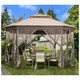 Steel Paneled Beige Mesh Covered 10' x 12' Gazebo product