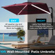10FT Solar LED Wall Mounted Outdoor Patio Umbrella product