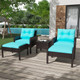 5-Piece Outdoor Patio Furniture Set with Ottoman and Table product