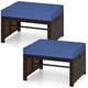 Patio PE Rattan Ottomans with High-Density Sponge Cushion product